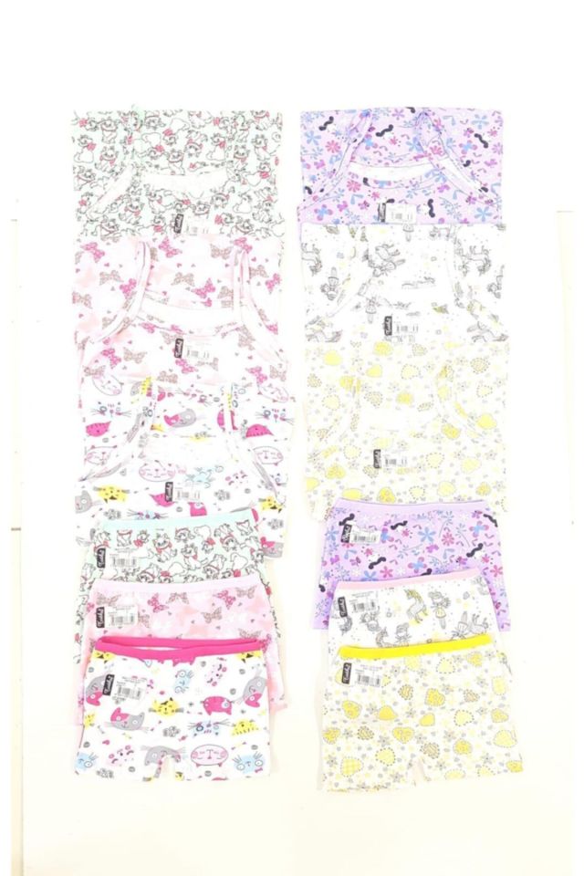 Girls Multicolor 6 Piece Empirme Elastane Rope Suspended Athlete Shorts Set