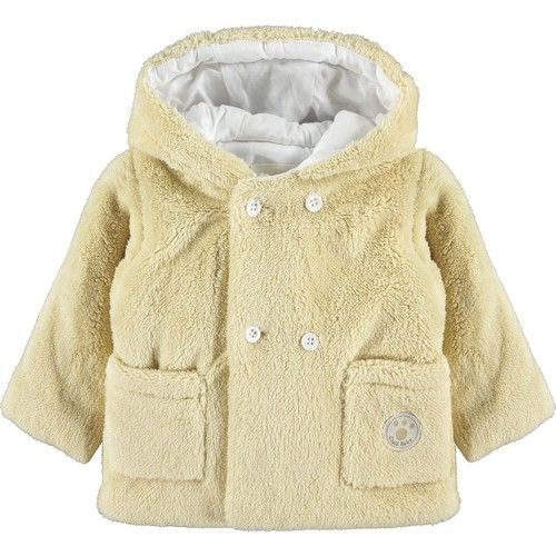 Baby Boy Hooded Plush Coat 6-18 Months Beige