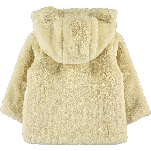 Baby Boy Hooded Plush Coat 6-18 Months Beige