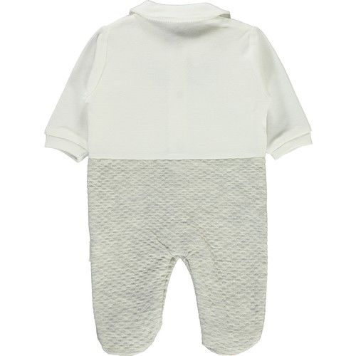 Mini Damla Erkek Bebek Patikli Tulum 0-9 Ay Gri