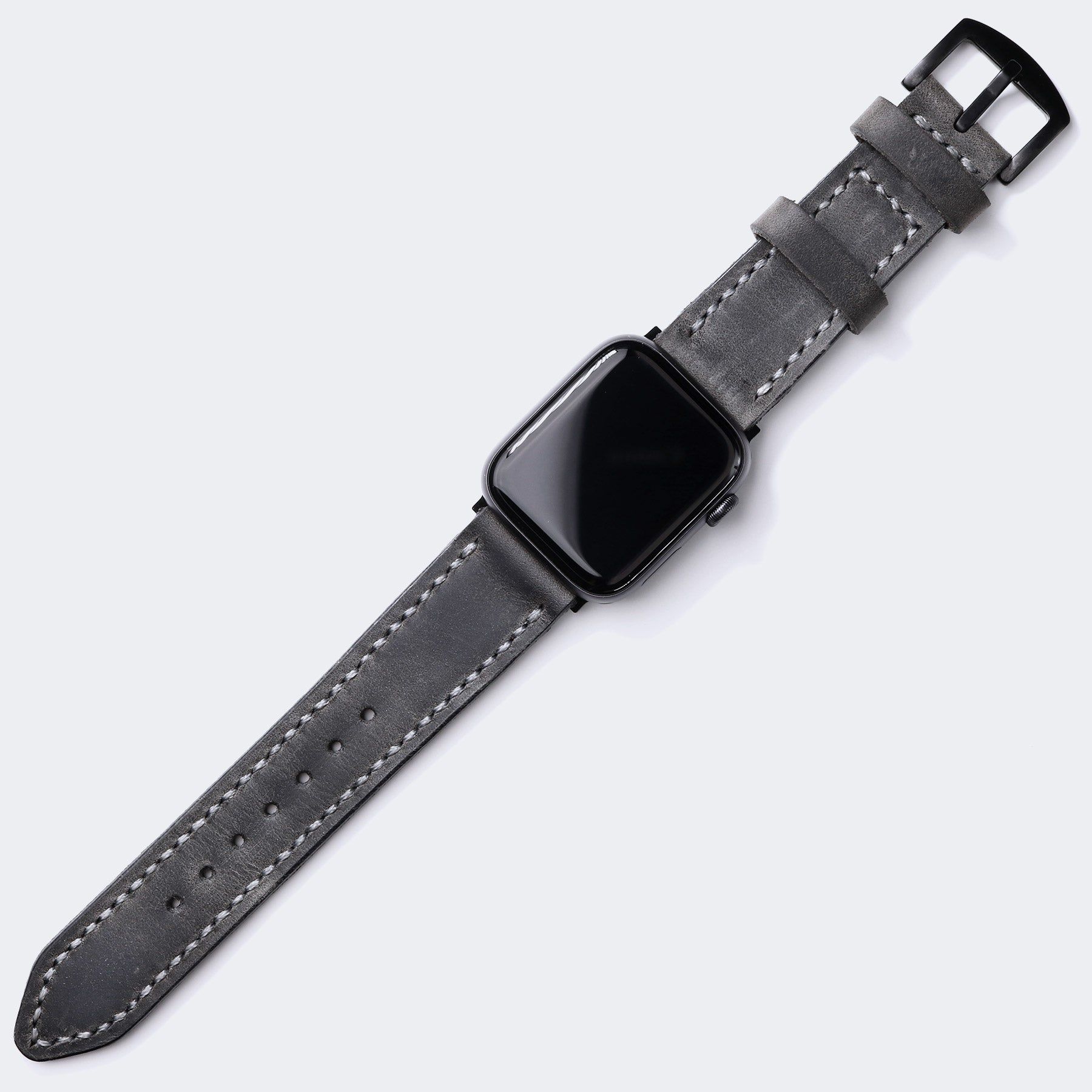 Double Layer Leather Apple Watch Strap - Antique Gray
