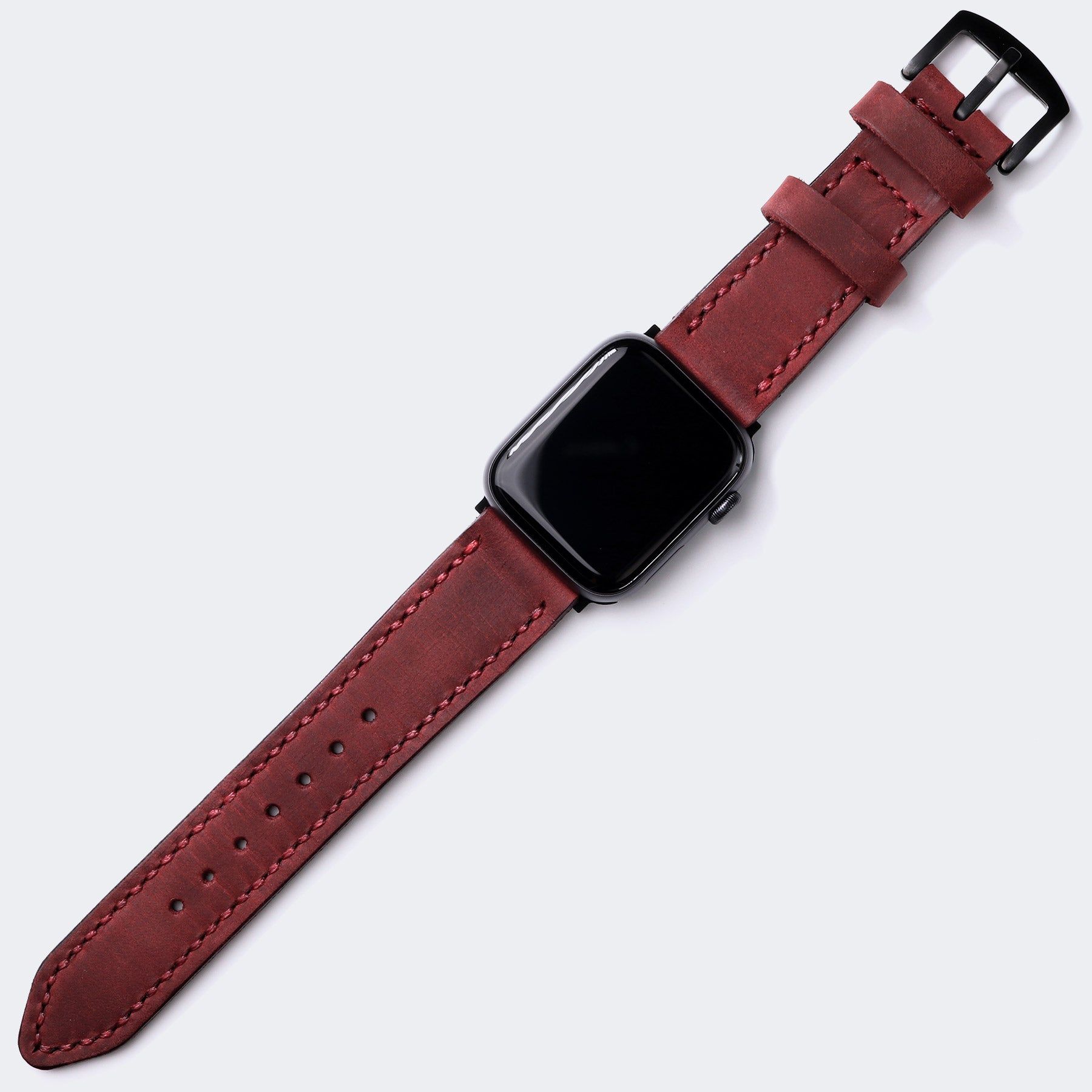 Çift Kat Deri Apple Watch Kayışı - Mürdüm