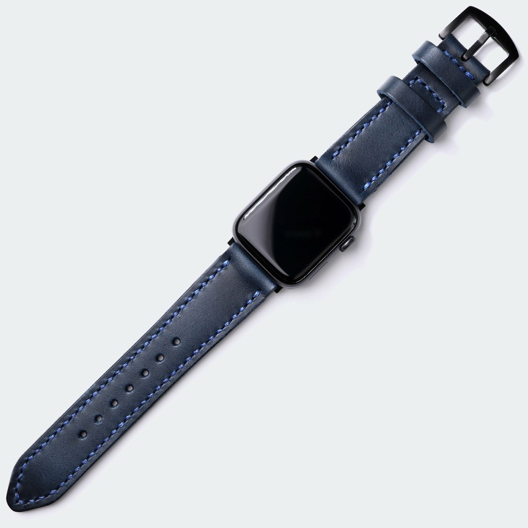 Double Leather Apple Watch Strap - Indigo Blue