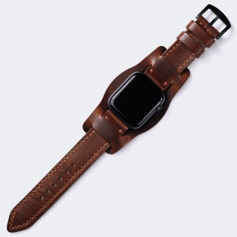 Bund Strap - Double Layer Leather Apple Watch Strap - Antique Brown
