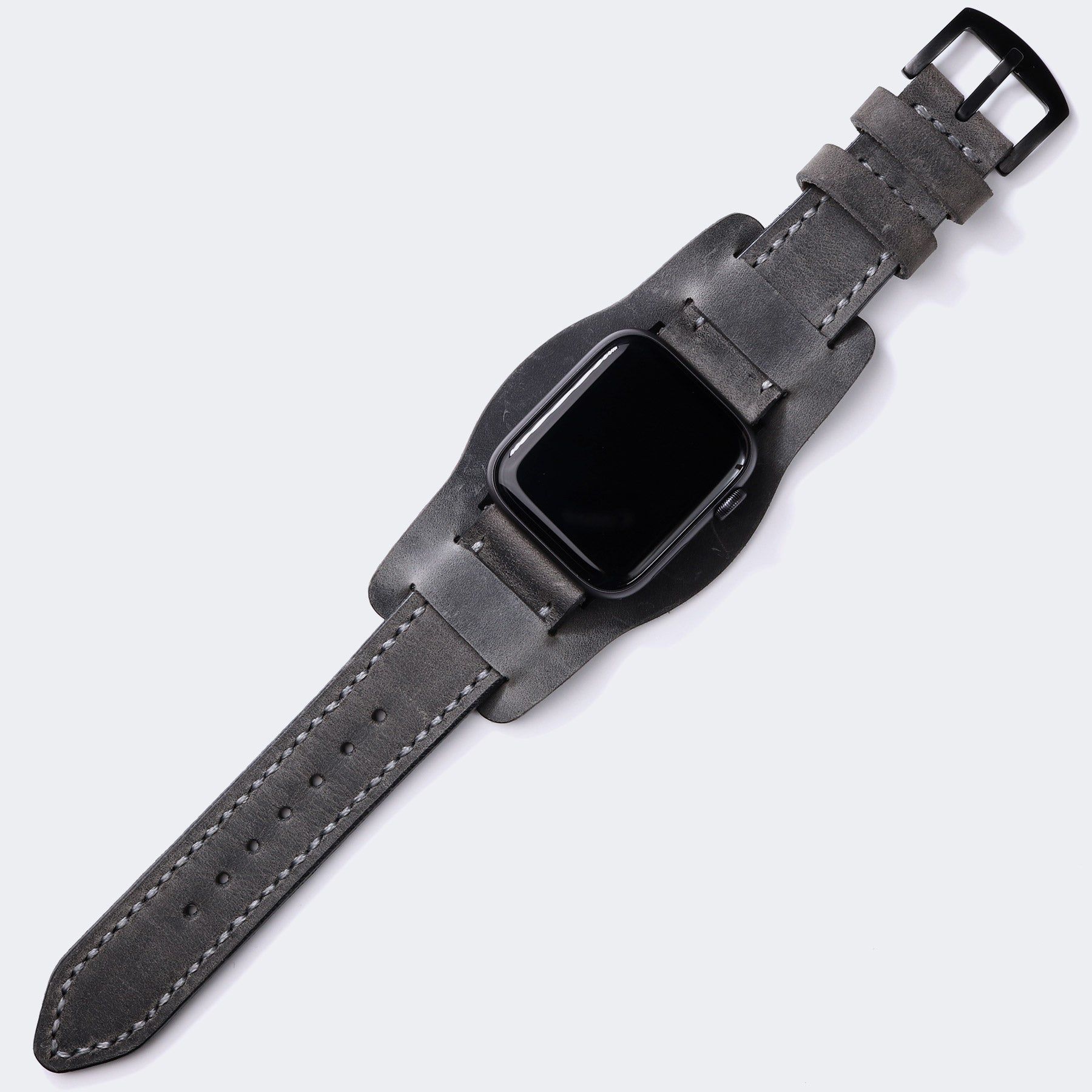 Bund Strap - Double Leather Apple Watch Strap - Antique Gray