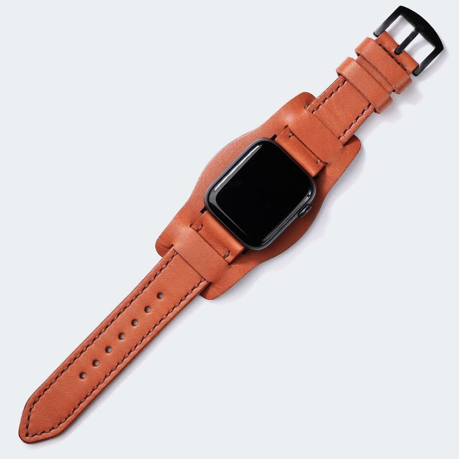 Bund Strap - Çift Kat Deri Apple Watch Saat Kayışı - Konyak