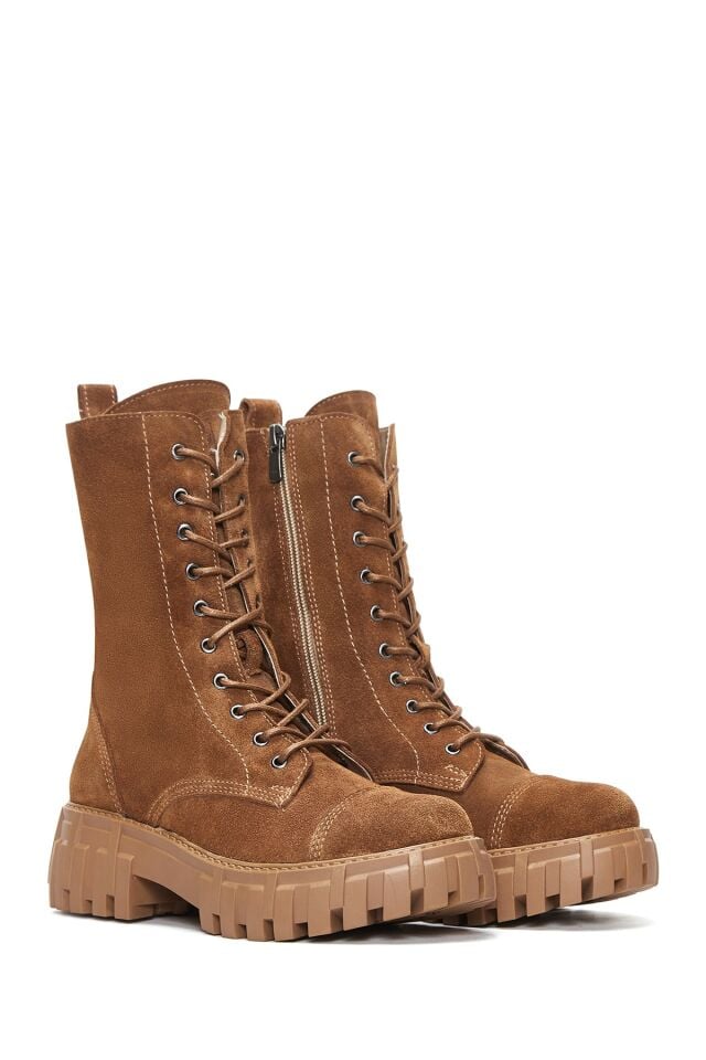 Women's Zippered Suede Leather Boots
