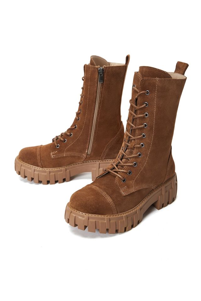 Women's Zippered Suede Leather Boots