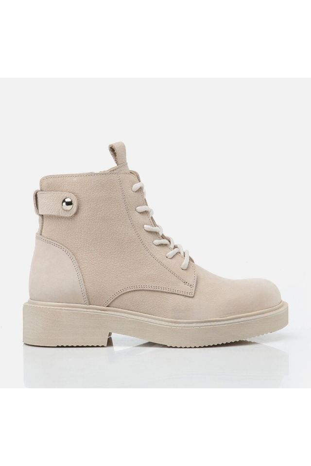 Genuine Leather Bone Women's Flat Boots