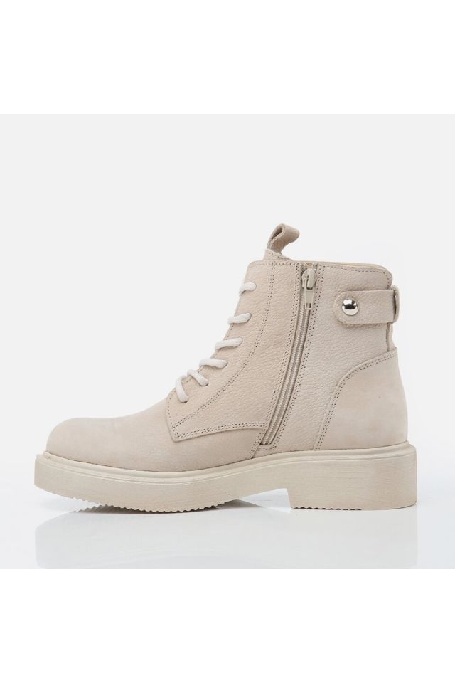 Genuine Leather Bone Women's Flat Boots