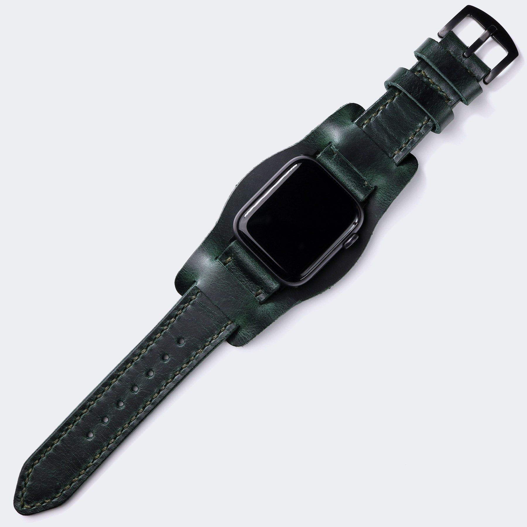 Bund Strap - Double Leather Apple Watch Strap - Forest Green
