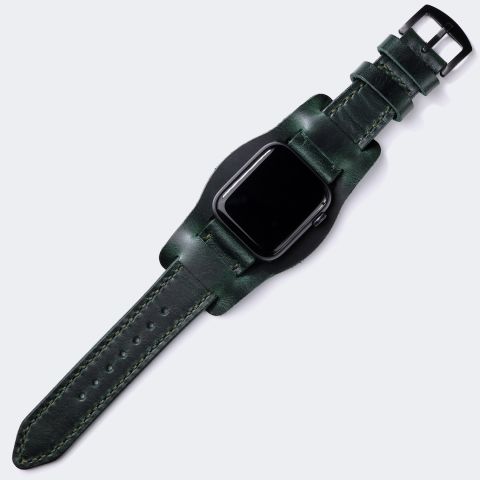 Bund Strap - Double Leather Apple Watch Strap - Forest Green