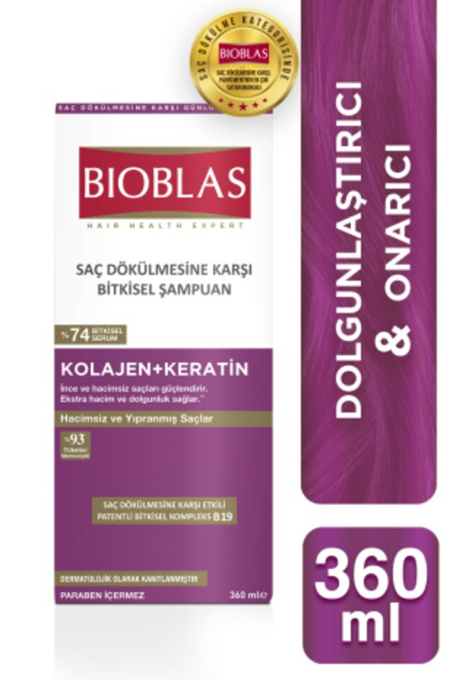 Saç Dökülmesine Karşı Hacim Şampuanı Collagen Keratin 360 ml
