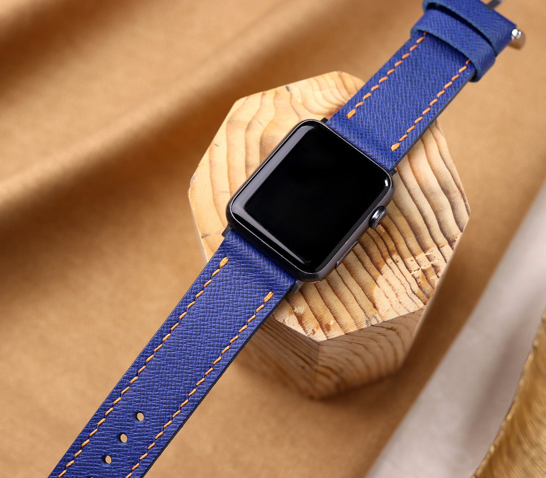 Saffiano Deri Apple Watch Kayış - Saks Mavi