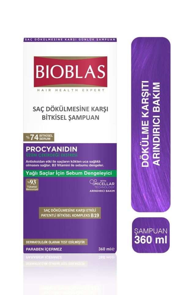 Purifying Shampoo for Oily Hair 360 Ml - Against Hair Loss & Grease