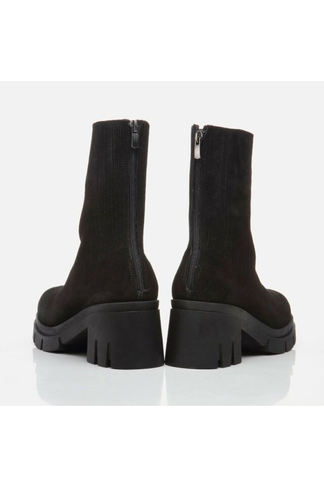 Genuine Leather Black Women's Heeled Boots