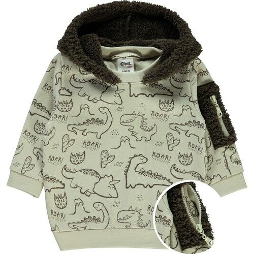 Erkek Bebek Kapüşonlu Sweatshirt Taş Rengi
