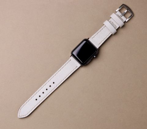 Saffiano Deri Apple Watch Kayış - Kar Beyaz