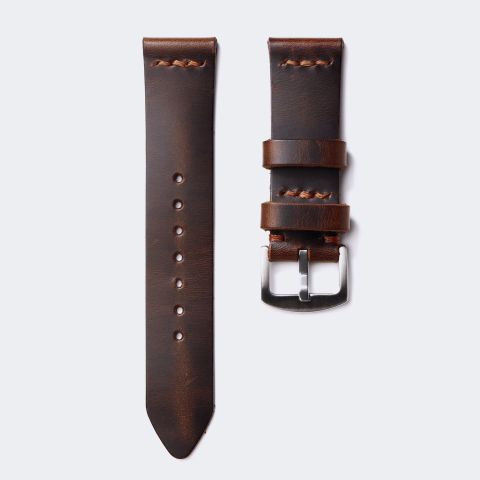 Single Layer Leather Watch Strap - Antique Brown