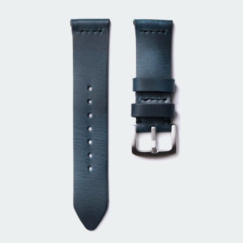 Single Layer Leather Watch Strap - Blue Coral