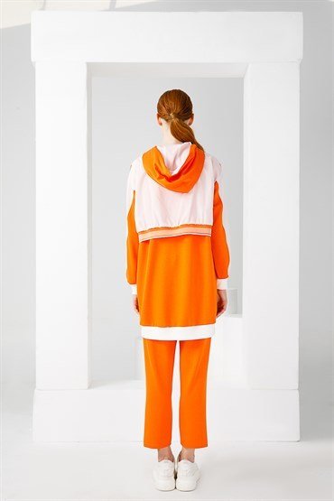 Fermuarlı Tunik Ve Pantolon Takımı Turuncu
