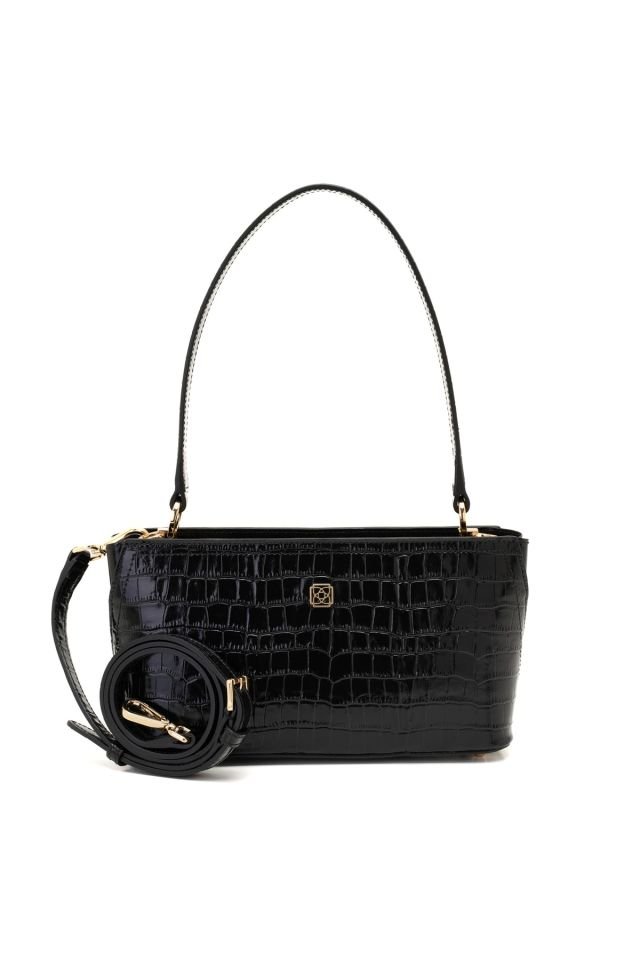 Zeta Black Women's Leather Shoulder Bag