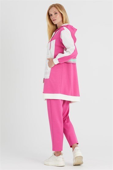 Fermuarlı Tunik Ve Pantolon Takımı FUŞYA