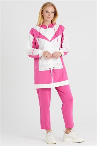 Fermuarlı Tunik Ve Pantolon Takımı FUŞYA