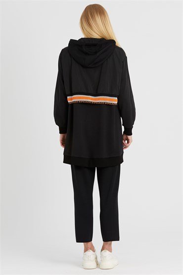 Zippered Tunic And Trousers Set BLACK