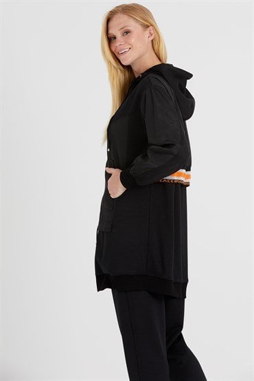 Zippered Tunic And Trousers Set BLACK