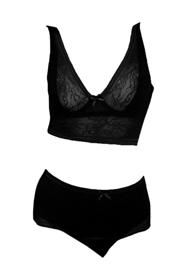 Kadın Balenli Bralet Takim Siyah