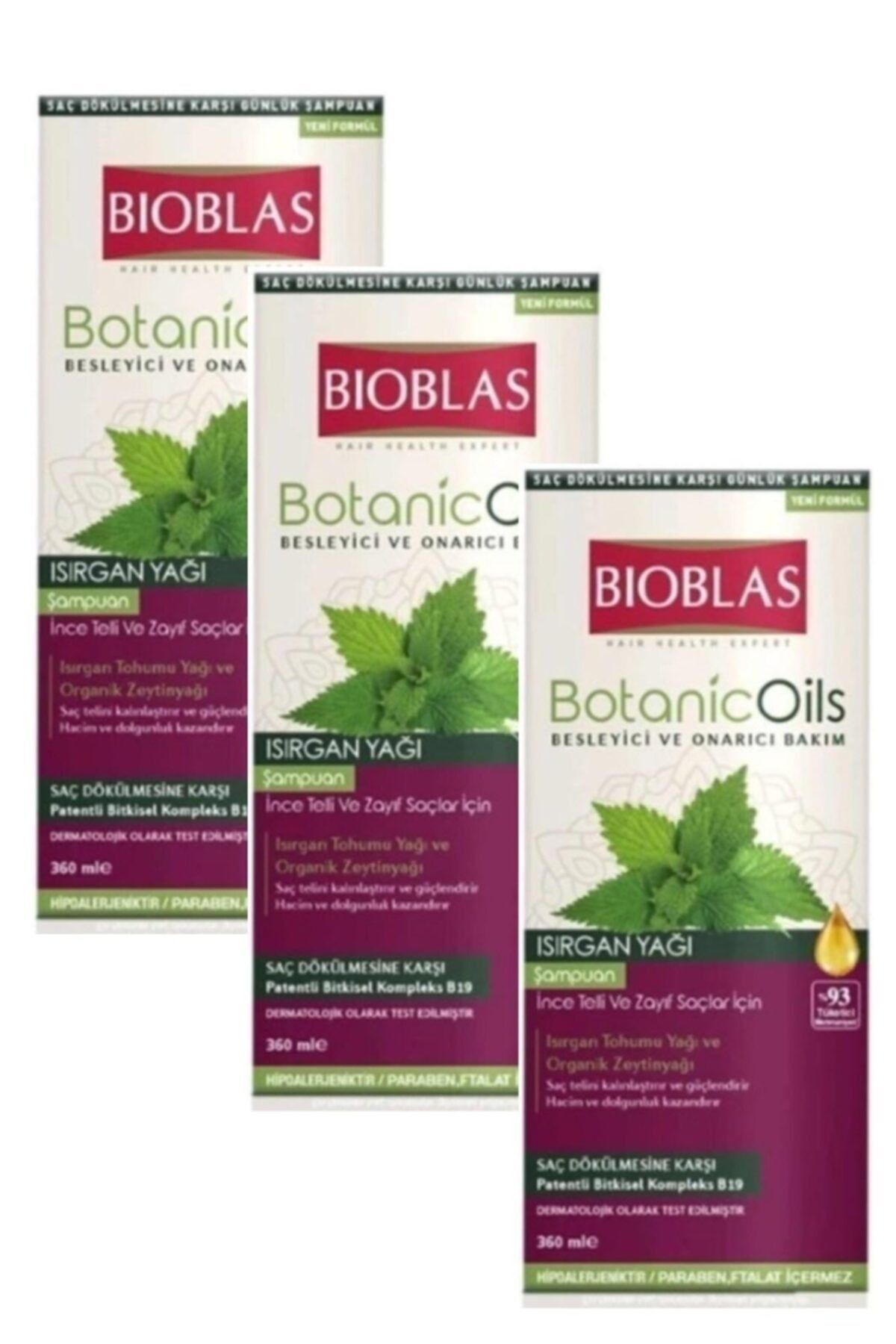 Organic Oils Shampoo 360 Ml Nettle Oil X 3 Pieces