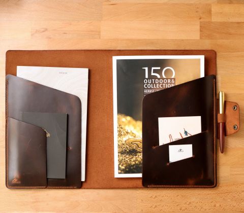 A4 Notebook Leather Case Organizer