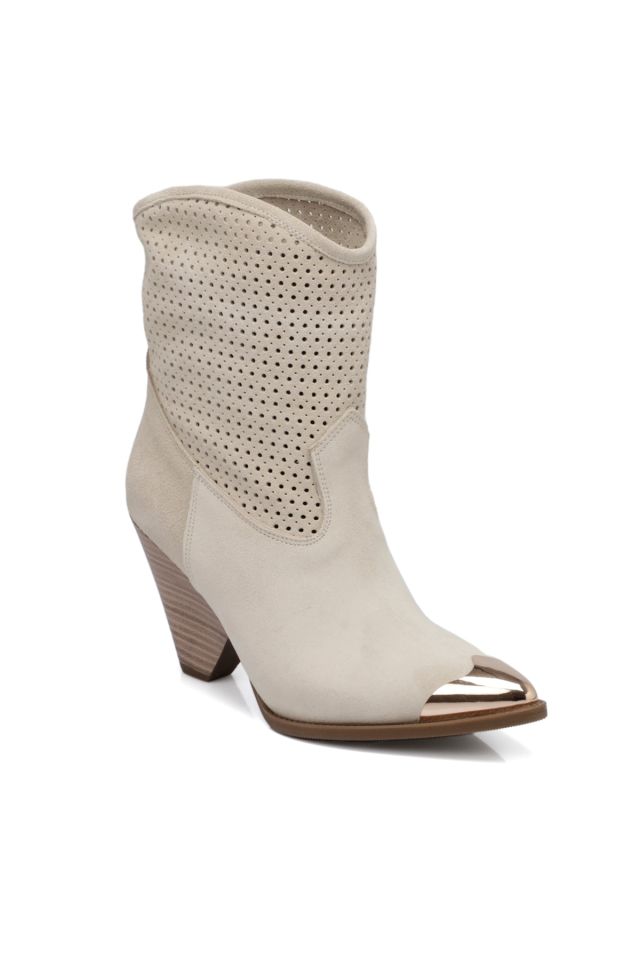 Beige Suede Leather Women's Boots