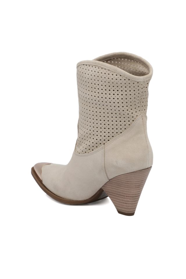 Beige Suede Leather Women's Boots