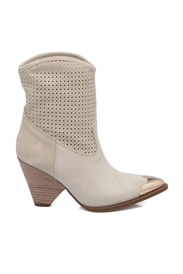 Beige Suede Leather Women's Boots
