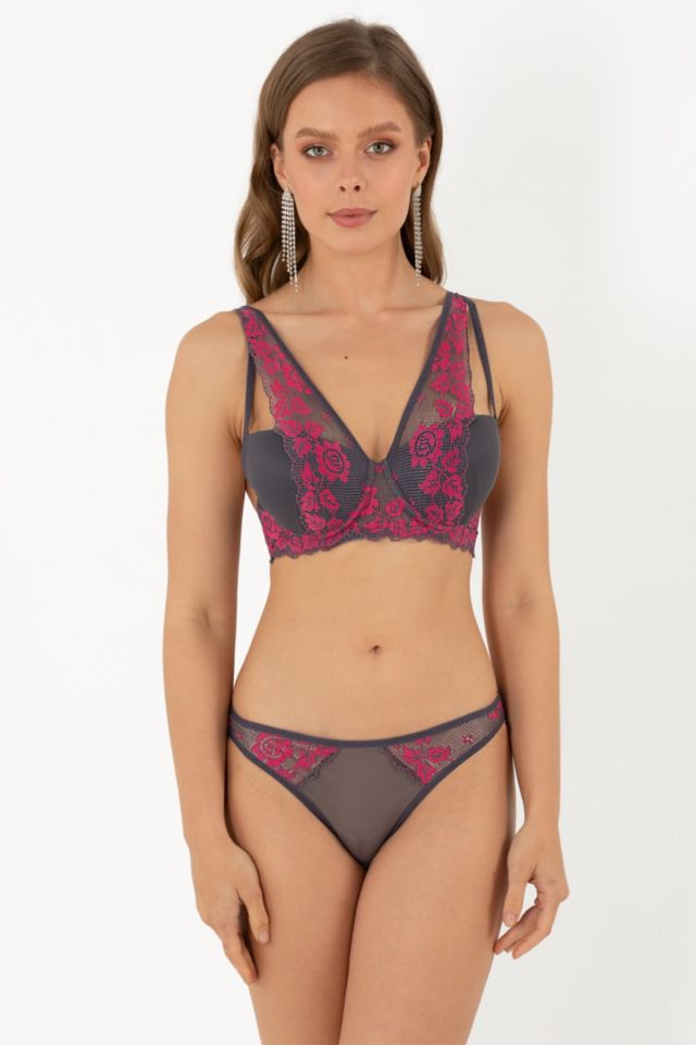 Rosy Lace Push-up Dolgulu Dantel Askı Detaylı Sütyen Takım