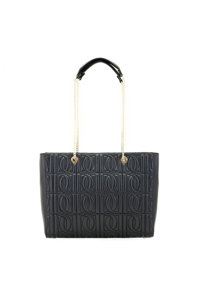 Tulipe Black Women's Monogram Leather Shoulder Bag