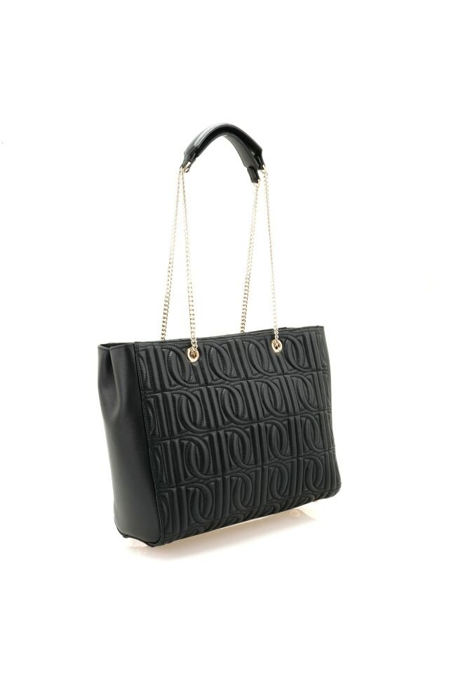 Tulipe Black Women's Monogram Leather Shoulder Bag
