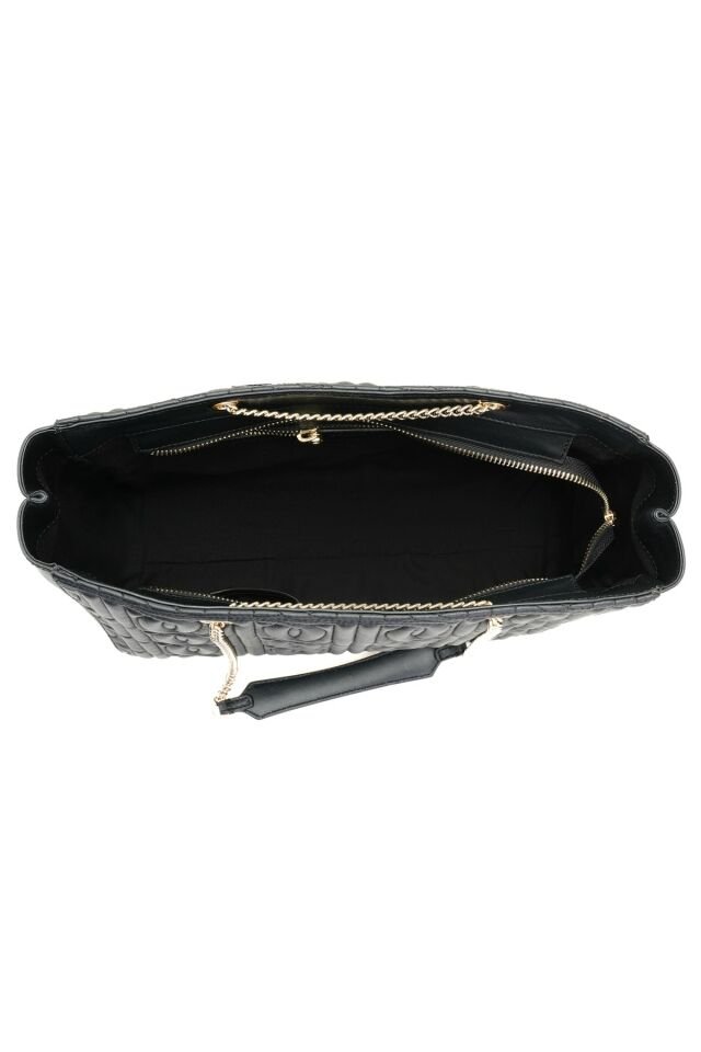 Tulipe Black Women's Monogram Leather Shoulder Bag