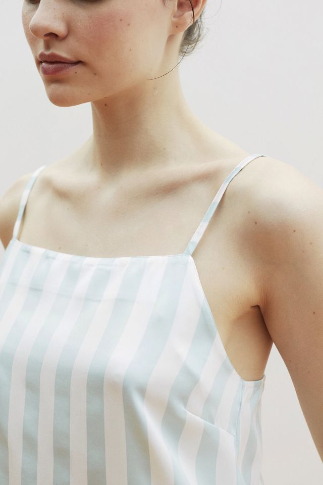 Çok Renkli Stripy Satin Elbise