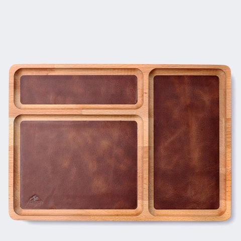 Leather Based Wooden Tray