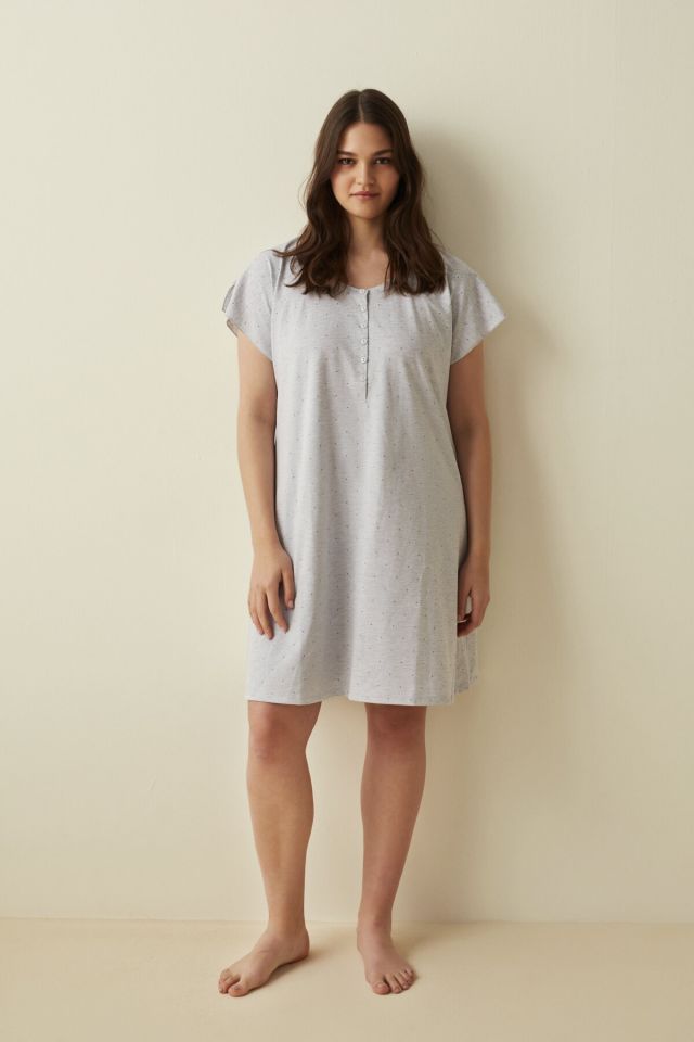 Light Gray Melange Melange Dots Dress