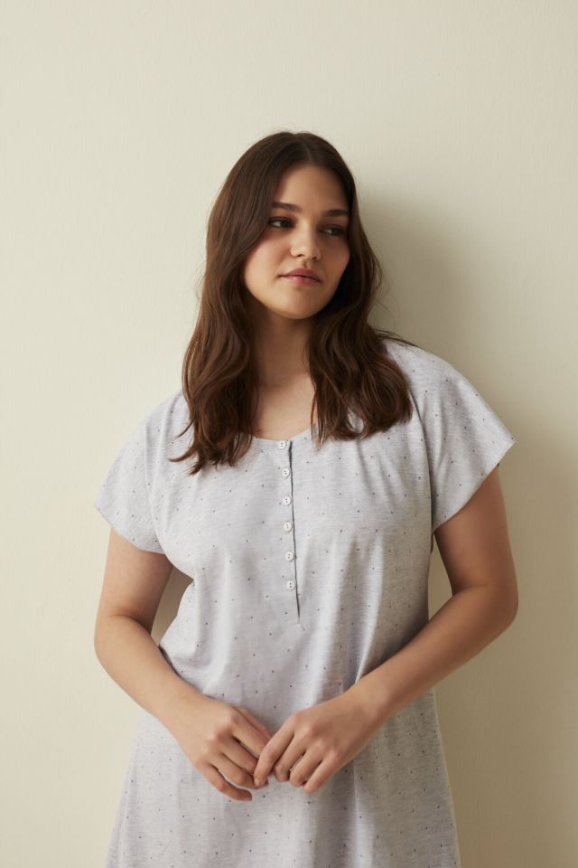 Light Gray Melange Melange Dots Dress