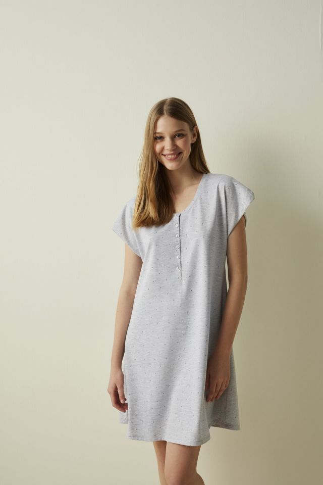 Light Gray Melange Melange Dots Dress