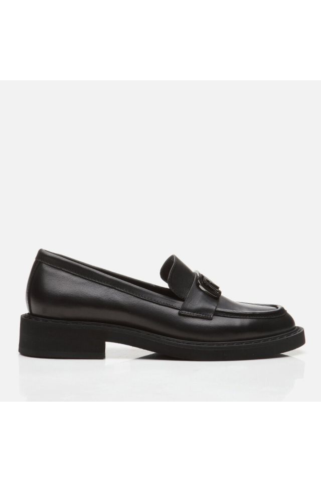 Hakiki Deri Siyah Kadın Loafer