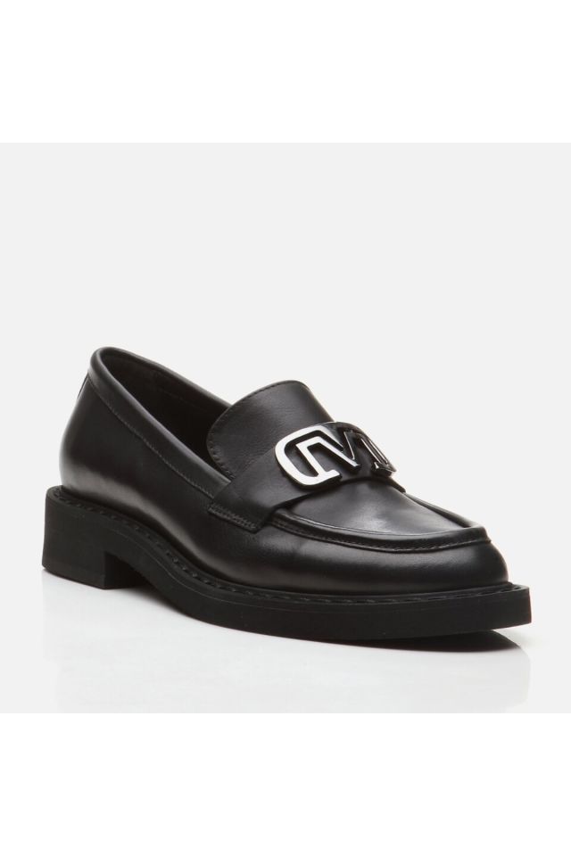 Hakiki Deri Siyah Kadın Loafer