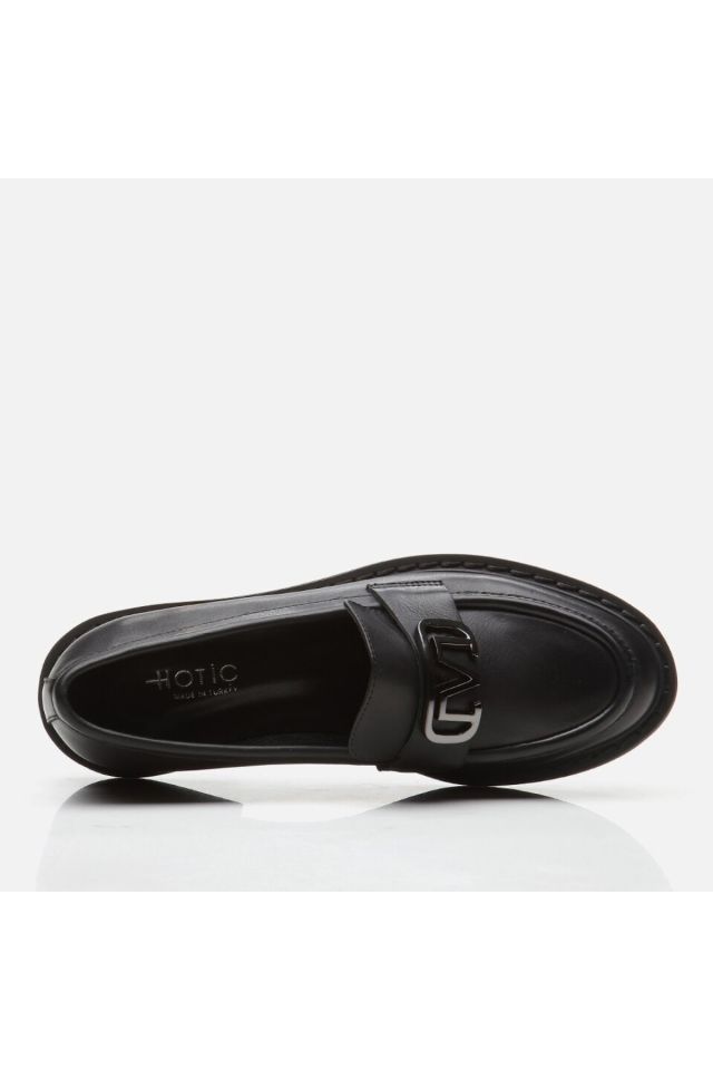 Hakiki Deri Siyah Kadın Loafer