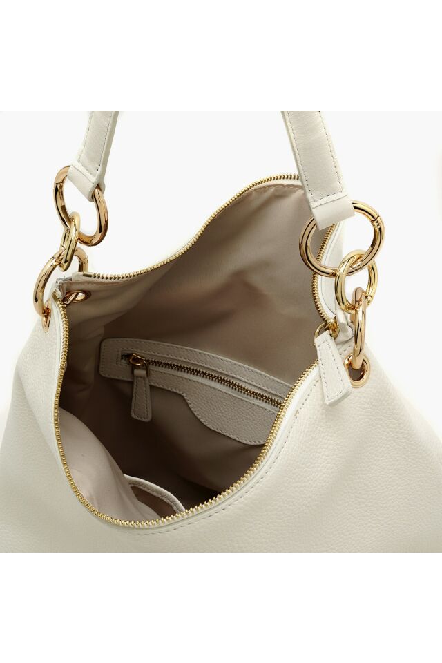 Featly White Women's Leather Shoulder Bag