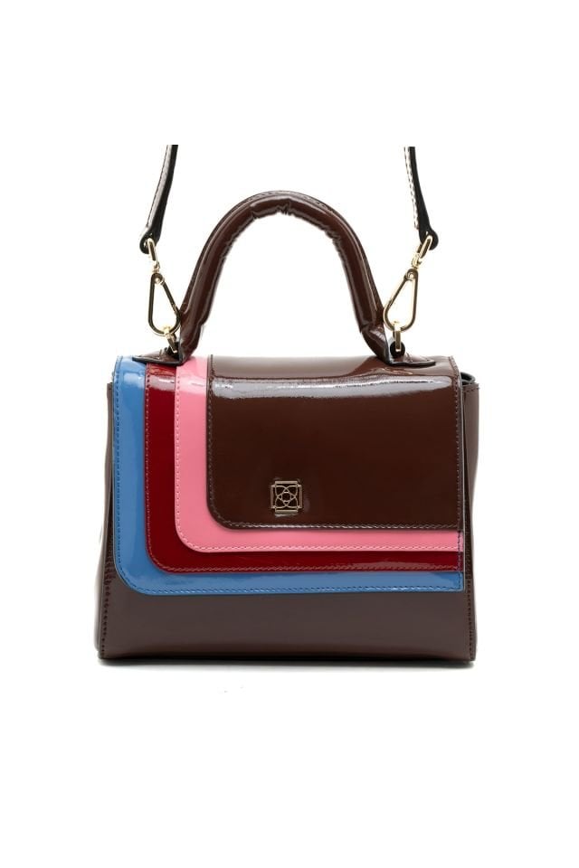 Bella Brown Women's Patent Leather Handbag